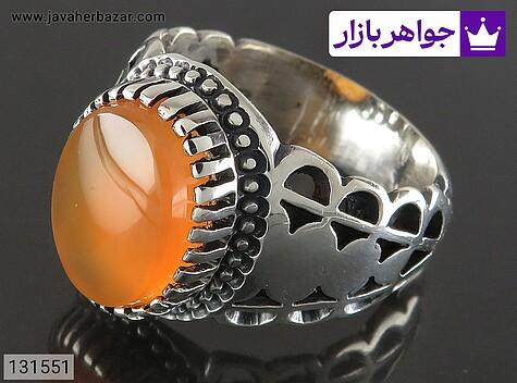 انگشتر نقره عقیق یمنی نارنجی مردانه [شرف الشمس] - 131551
